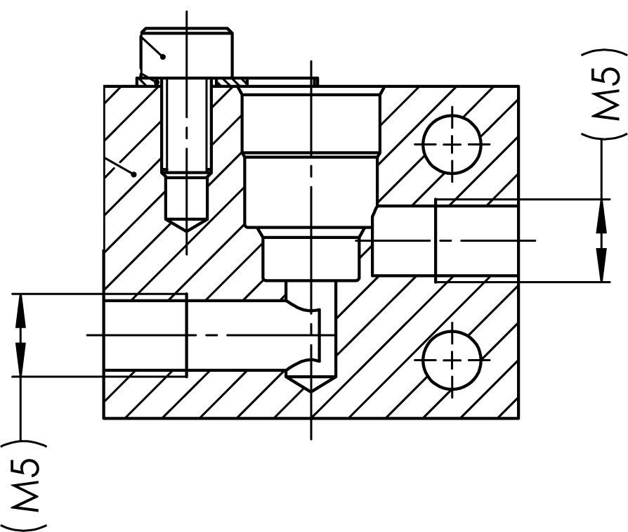 Bloc de montage Ø8mm pour microvannes en acier inoxydable - M5