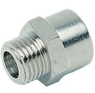 Extension de raccord fileté court, cylindrique, laiton nickelé G 3/4 x filetage mâle 1 femelle