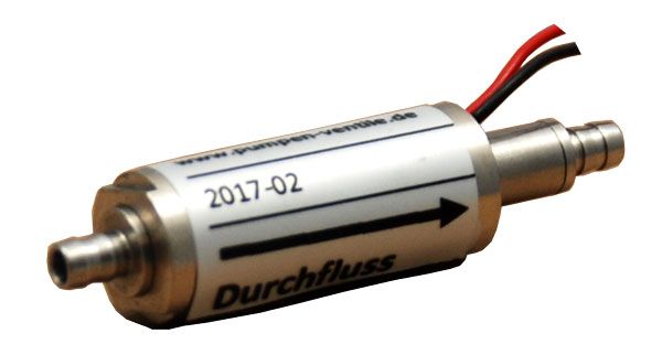 Micro-valve en ligne axiale, en acier inoxydable, tuyau Viton
