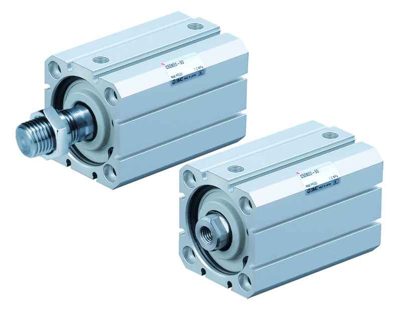 SMC Pneumatique - C (D) 55, un cylindre compact ISO (ISO21287), double effet, d'un côté tige de piston (trou traversant / trou de vis sur les deux côtés), 20, 5, (extrémité de la tige de piston avec filetage extérieur)