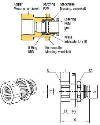 945M-4-1/8 Verbinder Push-In, O.D. Schlauch 4mm, Außengewinde G 1/8