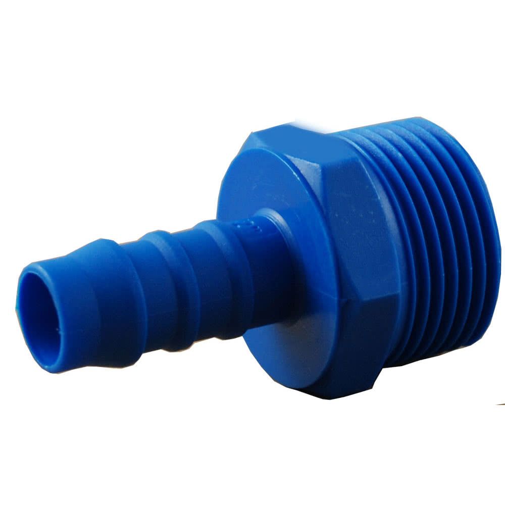 Vis-tuyau, le nylon, bleu, conique, R 1/8 raccord de tuyau mâle Ø 4 mm - adapté pour aliments