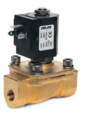 Électrovanne 2/2 en laiton à commande forcée, NF, fonctionnant à partir d'une pression de 0 bar, G 3/8