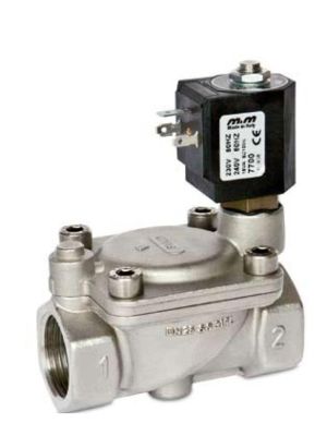 Électrovanne 2/2 en acier inoxydable à commande assistée, NO, G 1/2