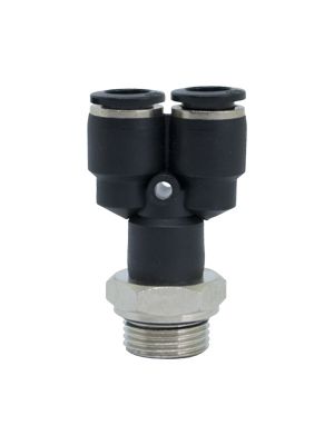 Raccord en Y pivotant avec BSPP et filetage métrique nickelé