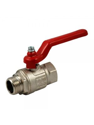 Vanne à boisseau sphérique standard, de nickel plaqué de laiton, mâle x filetage femelle, poignée de levier rouge