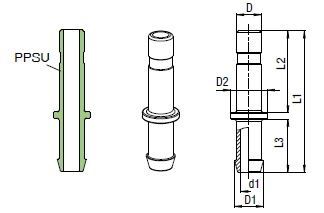 Tüllen-Stutzen Push-In, Steckanschluss 4mm, Für Schlauch LW 2.7-3 mm