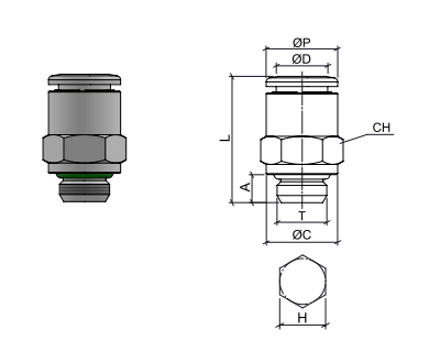 Connecteur droit, en acier inoxydable AISI 316L avec filetage BSPP