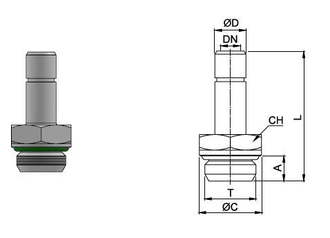 Connecteur droit, en acier inoxydable AISI 316L