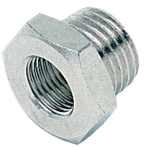 Fil raccord cylindrique réducteur, en laiton nickelé, G 1/2 à 1/4 IG