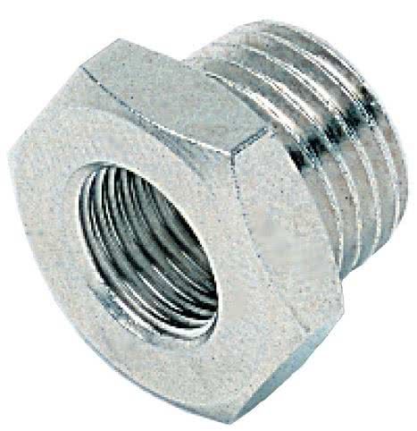 Raccord fileté, cylindrique réducteur, laiton nickelé G 1/2 à 1/8 IG