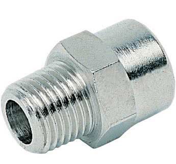 Extension de raccord fileté court, cylindrique / conique, laiton nickelé, R 3/8 "x 3/8" IG