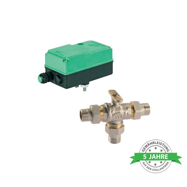 Comparato - Robinet à boisseau sphérique électriquement - Diamant 2000, 3 voies 3/4 M / M / M, DN20, PN16, 230