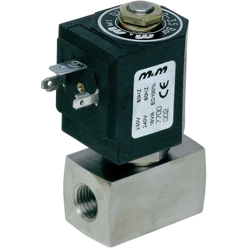 Électrovanne pour haute pression 2/2 en acier inoxydable à commande directe, NF, G 1/8, DN 2 mm, Rubis