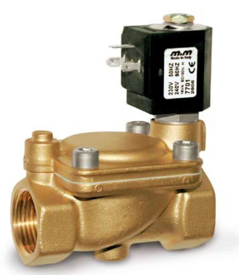 Électrovanne pour vapeur 2/2 en laiton à commande assistée, NF, G 1, DN 24 mm, PTFE
