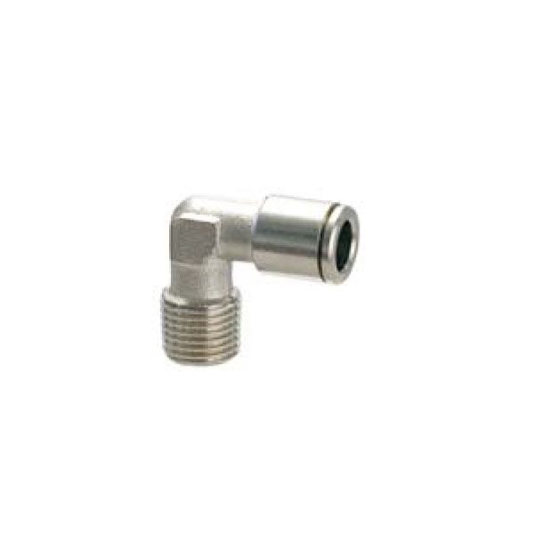 Univer - Push-laiton nickelé Angle, fixe, filetée extérieurement, conique Ø6 R1 / 4