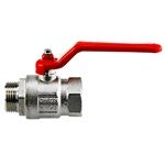 Robinet à boisseau sphérique standard nickel, laiton, 1 mâle x filetage femelle, poignée de levier rouge