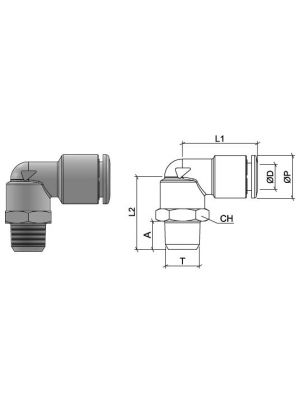 Connecteur coudé, en acier inoxydable AISI 316L avec filetage BSPT