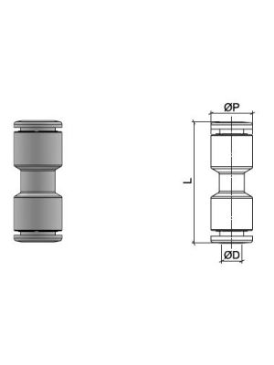 Connecteur droit, en acier inoxydable AISI 316L