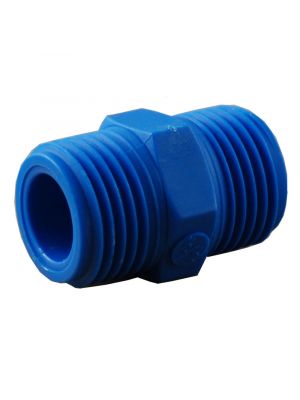 Doppelnippelverschraubung conique raccord fileté, bleu, Nylon - Utilisation pour l'alimentation