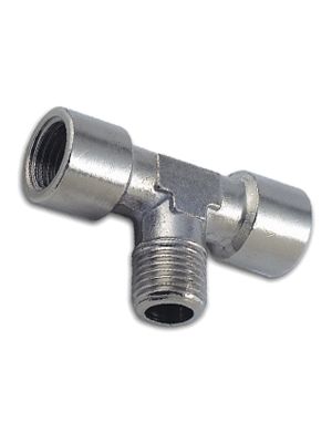 Pièce en T avec filetage métrique et BSPT, filetage extérieur 1x, filetage intérieur 2x