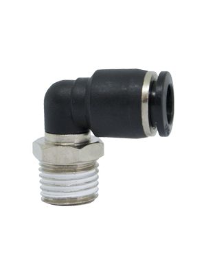 Raccord en L court et pivotant avec filetage mâle BSPT, nickelé